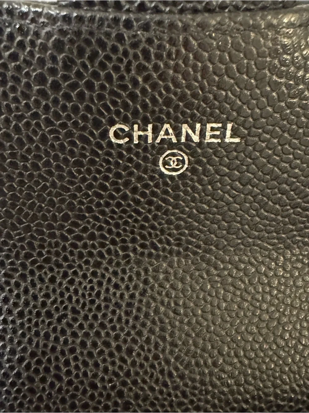 CHANEL Black Quilted Caviar Leather Wallet with Gold CC Lock